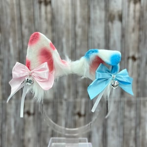 Pink and blue Dalmatian Puppy Ears bendable realistic dog ears headband