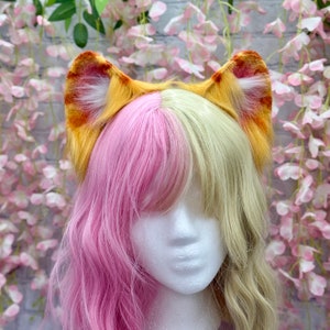 Premade Orange Tabby Cat Ears Headband  Realistic tabby Cat Ears Faux Fur Kitten Ears Neko Cosplay Ears nekomimi