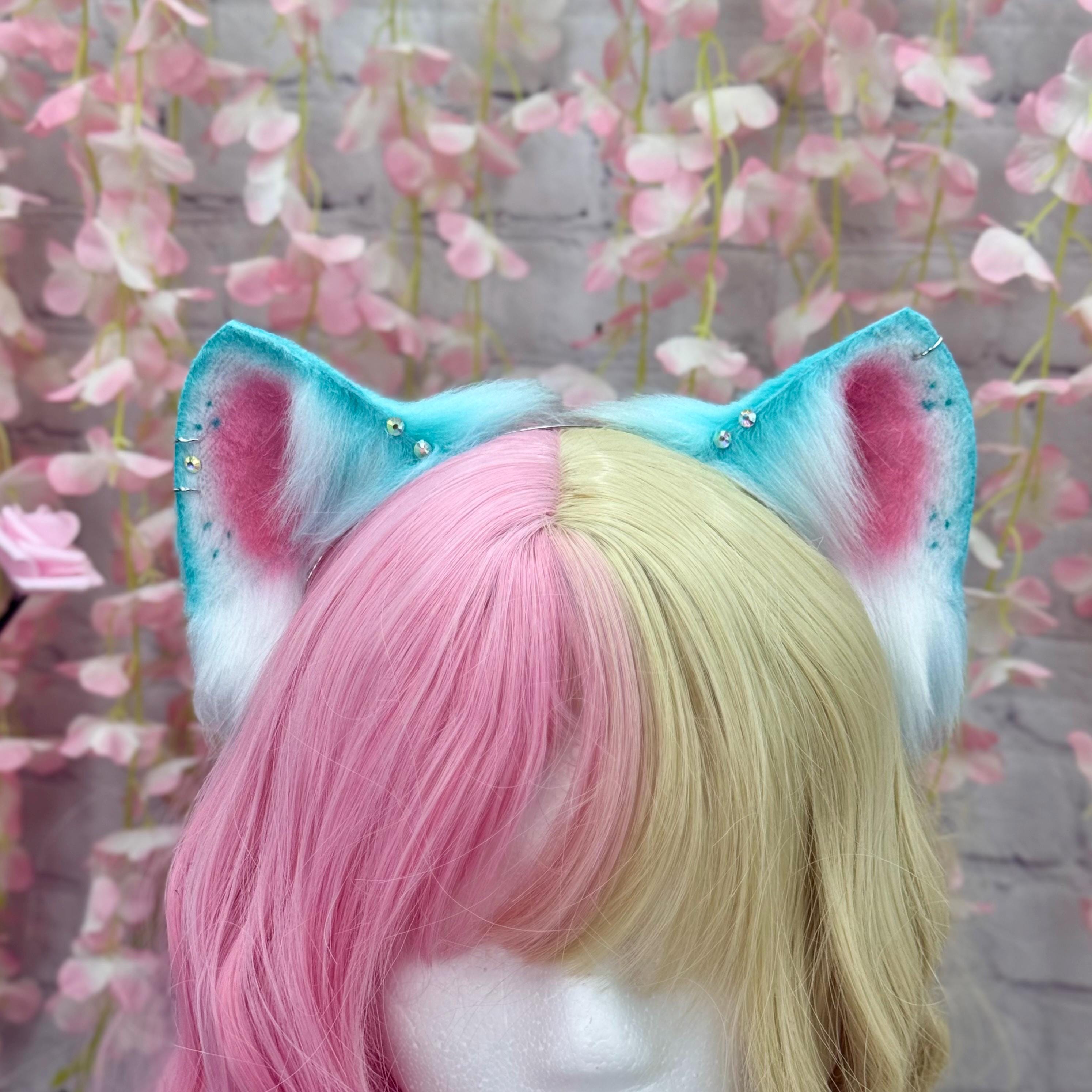 Women Cat Ears Hairband Simulation Animal Ears Cosplay Party Accessory Z Pink Pink Cat Ears and Tail Set – neko.to.mori main image 4