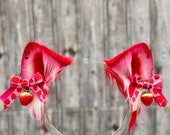 Strawberry Cat Ears Headband With Tail: Kawaii Nekomimi  display picture 3