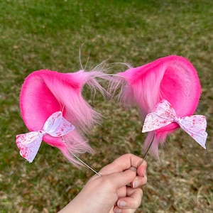 Bubblegum Pink Teddybär Stirnband mit Bögen Cosplay Kunstpelz runde Ohren