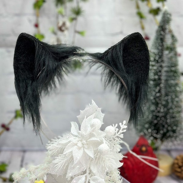 Black Cat Ears headband cheap Faux fur cosplay headband Black kitten ears headband cheap handmade cosplay cat ears starter cat girl ears