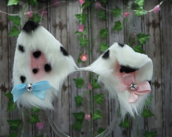 Custom Kawaii Dalmatian Puppy Dog Ears and Tail Faux Fur Cosplay Set
