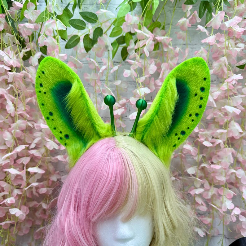 Alien Bunny Ears Headband: Green Lop, Antenna Kemonomimi Rabbit Ears image 2
