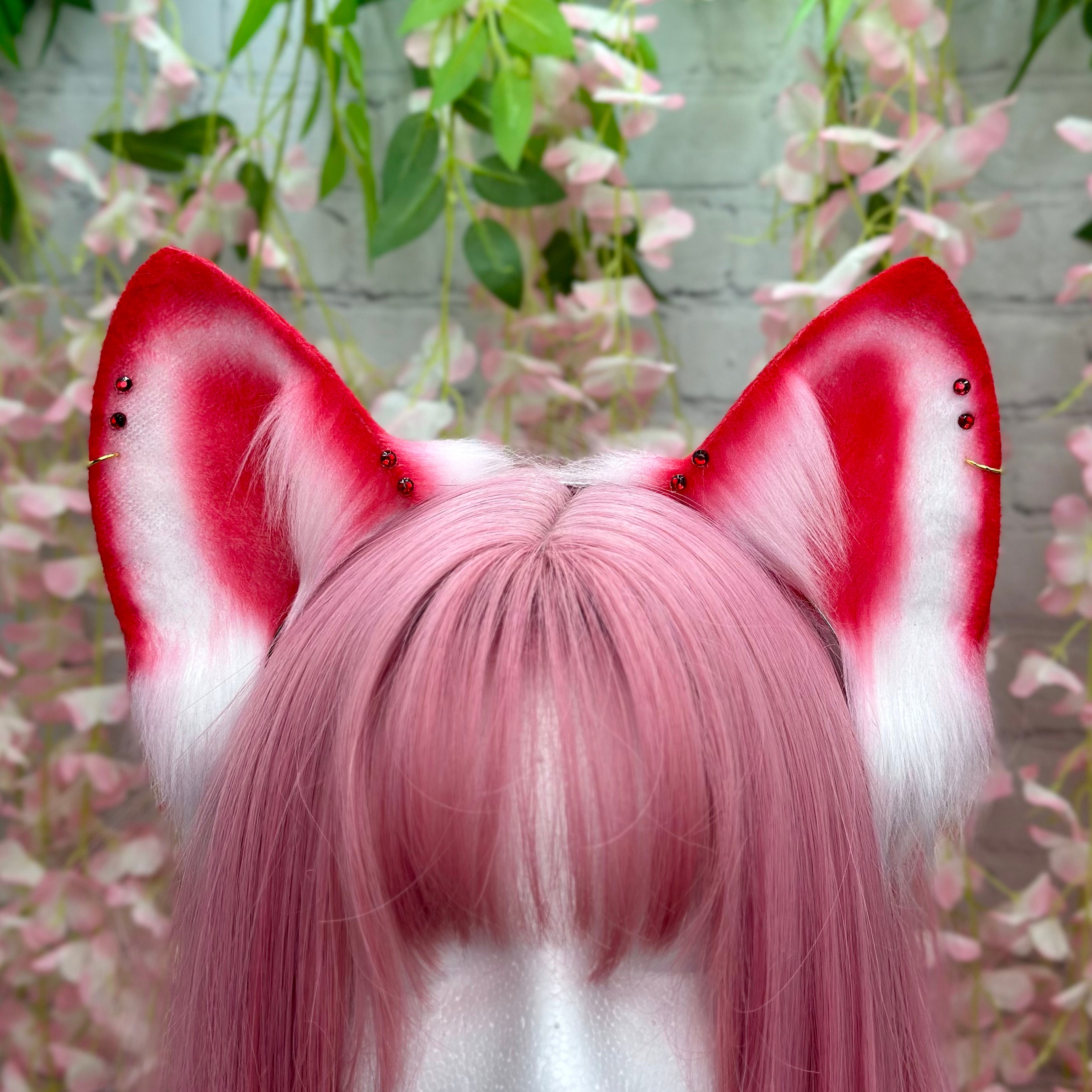 Red Realistic Ear Realistic Red & White Kitsune Fox Ears: Cosplay Costume With Bows - Etsy