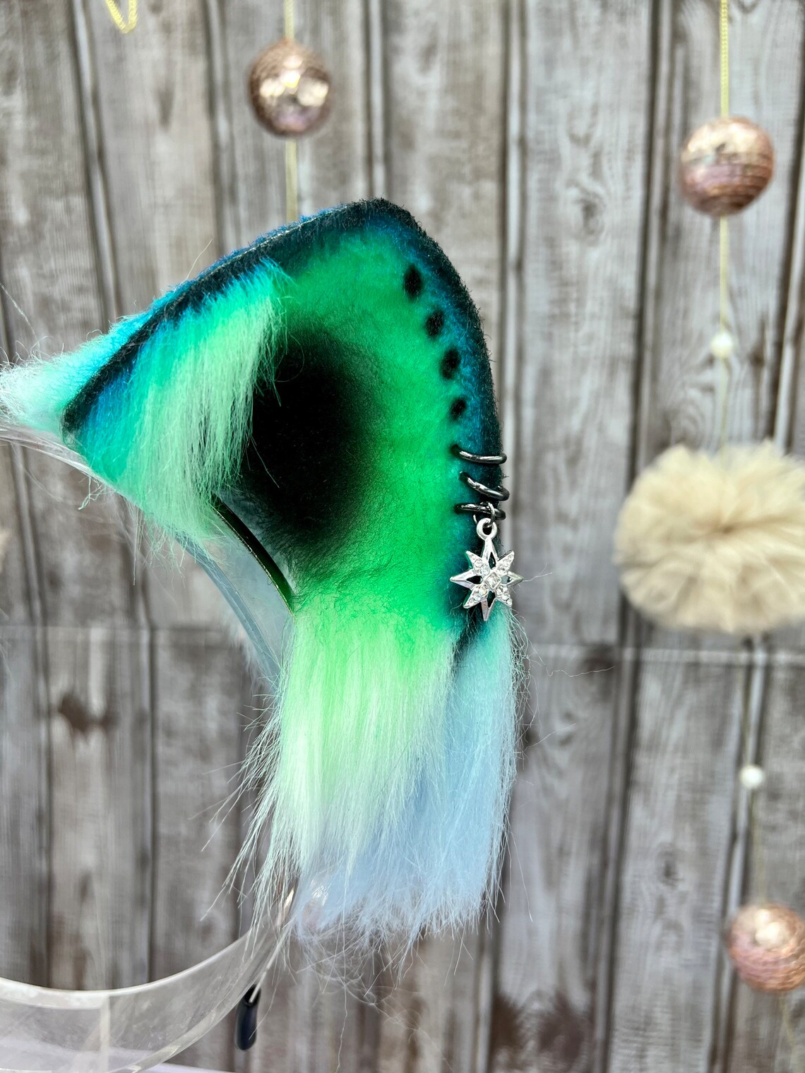 Space Cat Ears Green Black and Blue Cat Ear Headband Realistic Etsy