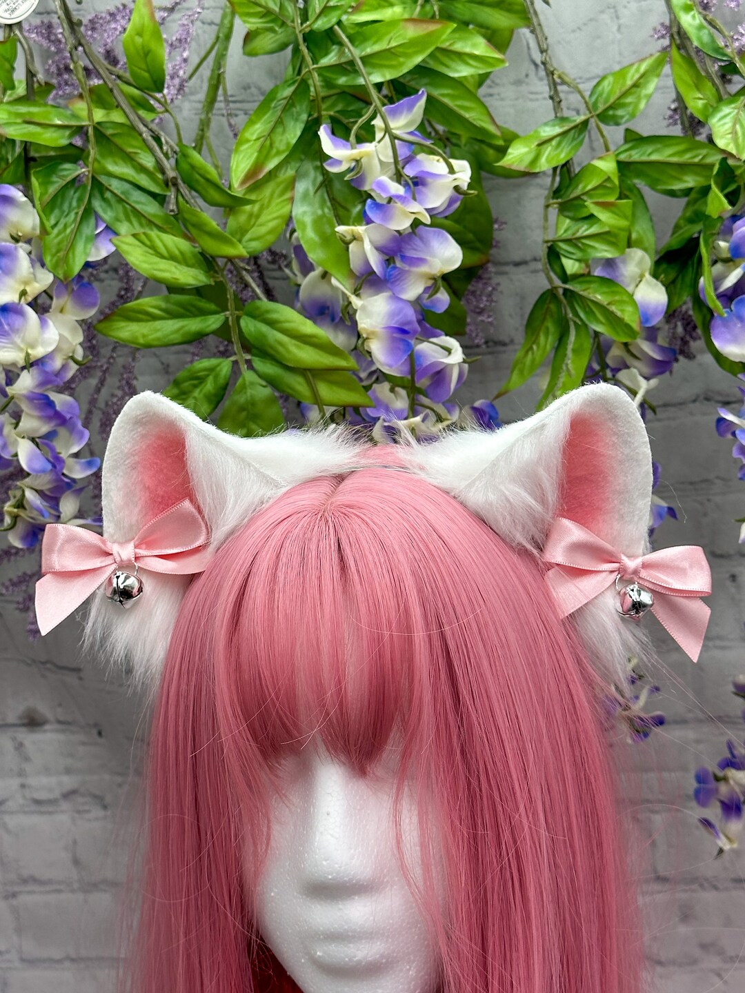 White Cat Ears Headband With Bows Classic Cat Ears Headband Cosplay
