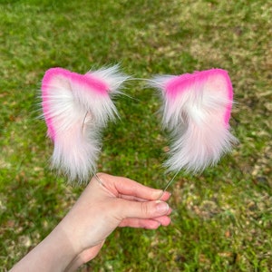 Pink & White Kitten Ears Headband: Neko Cosplay Headwear