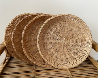 Wicker charger plates | set of 4 | shallow baskets