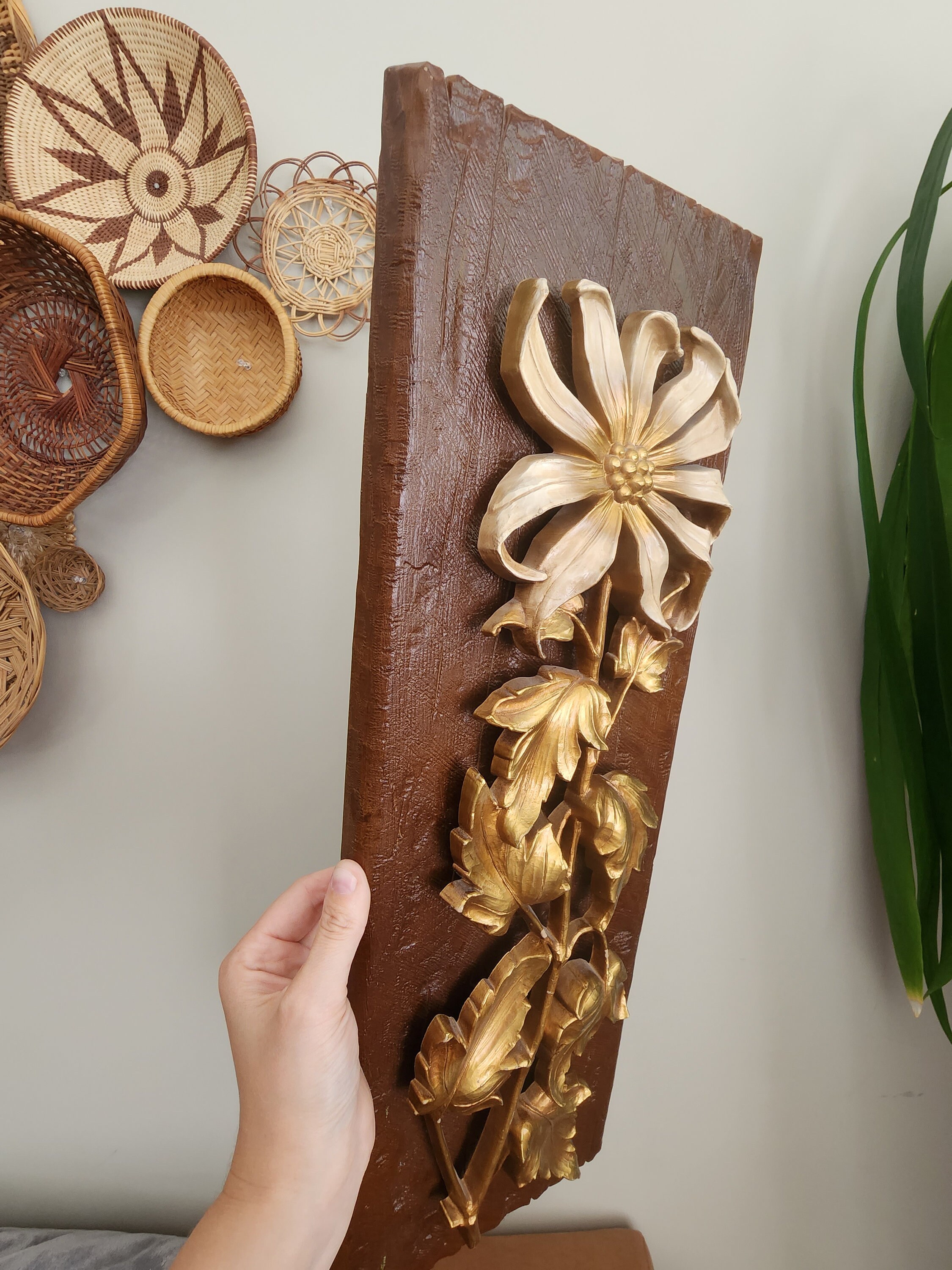 Vintage Syroco Wall Flower | Vintage Wall Flower | Syroco Products - Etsy