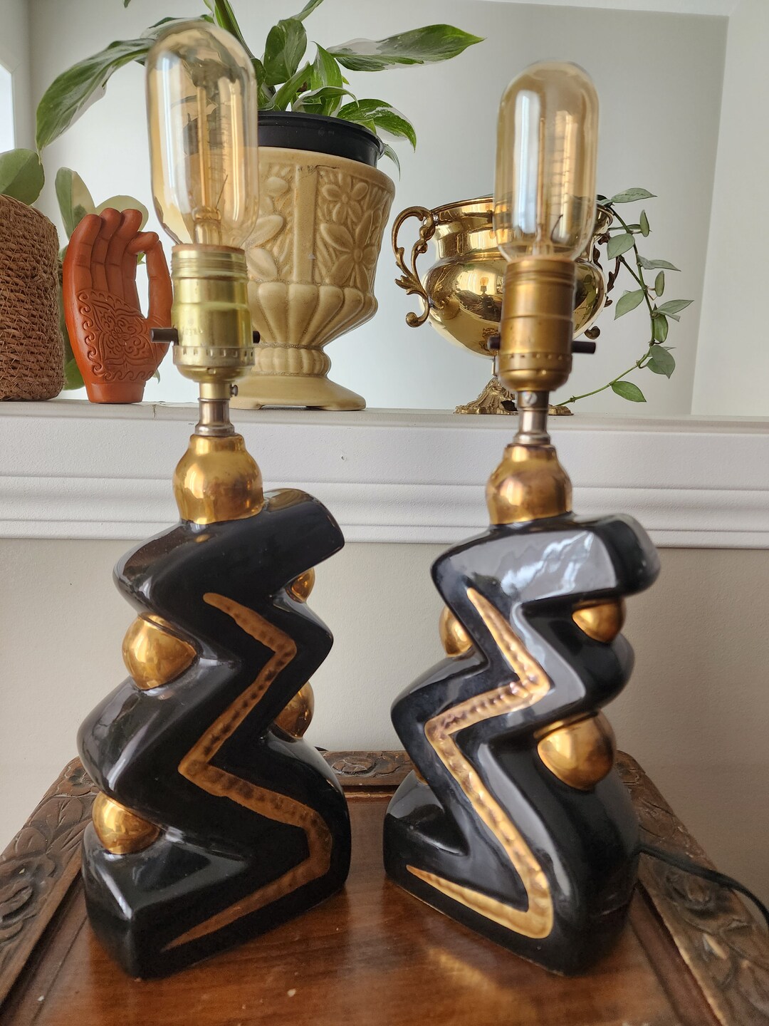 Mid Century Howard Kron Zig Zag Lamps | Atomic Lamps | Art Deco