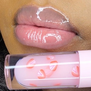 Strawberry Shortcake Lip Gloss - Glossy Clear Moisturizing Not Sticky Hydrated Lips (cruelty free)