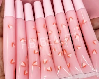 Strawberry Shortcake Lip Gloss Long Slim Squeeze Tube - Glossy Clear Moisturizing Not Sticky Hydrated Lip gloss (cruelty free)