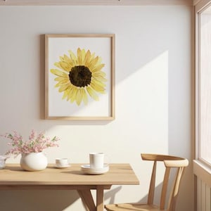 Handgemalte Aquarell Sonnenblume, digitales Bild, Wandkunst, Wohnkultur, stationär