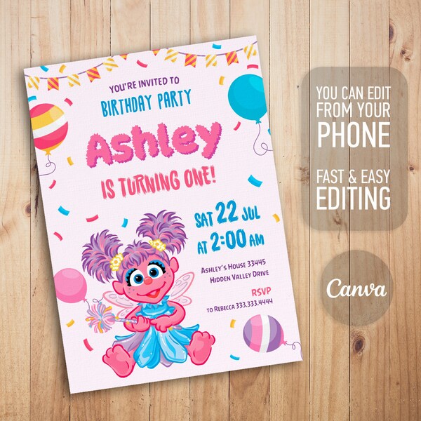 Kids Birthday Invitation, 1st Editable Printable Invitation, first Birthday Party Invite, second birthday party digital template