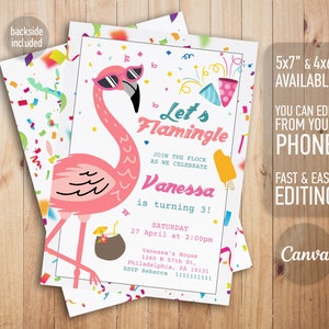 Let's Flamingle Birthday party Flamingo Birthday Invitation. Flamingle Invitation. Flamingo Invitation. Tropical Party. Flamingo pool party.