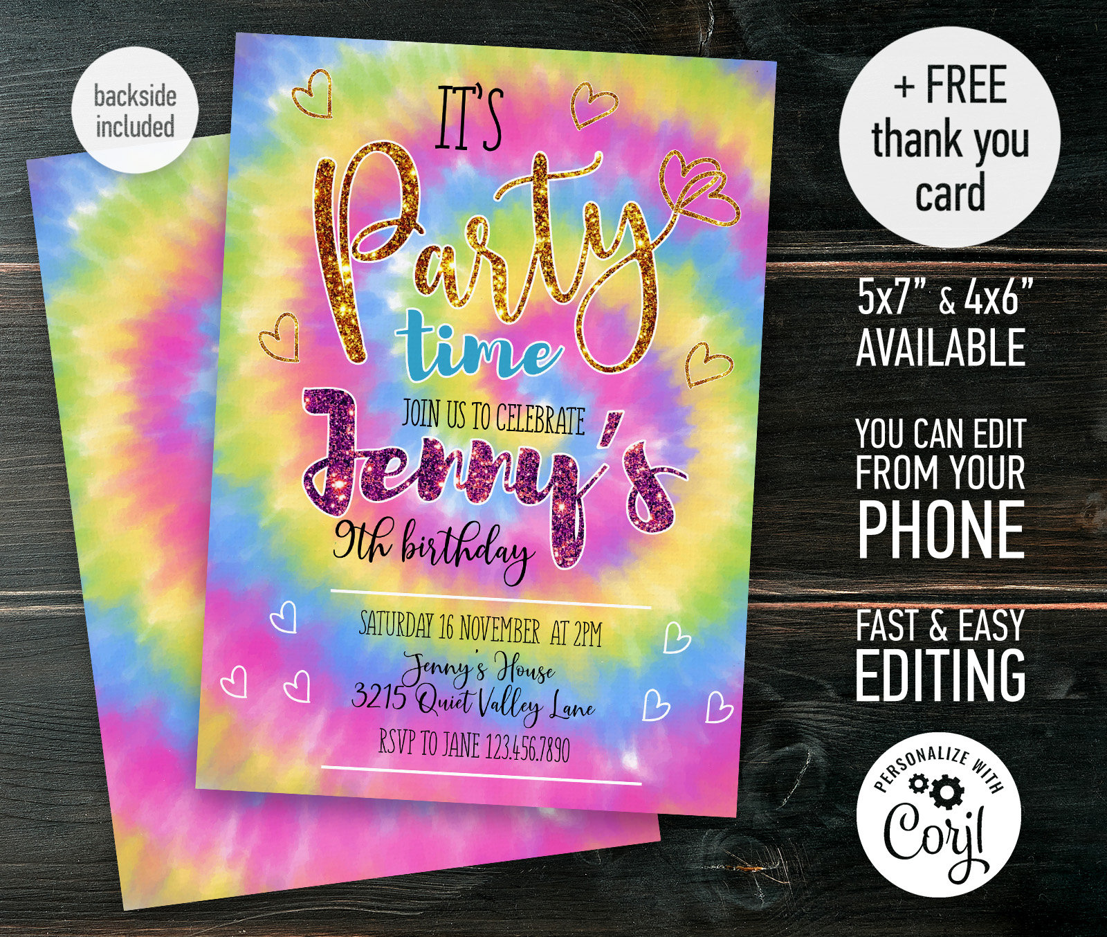 Tie Dye Invites - Etsy