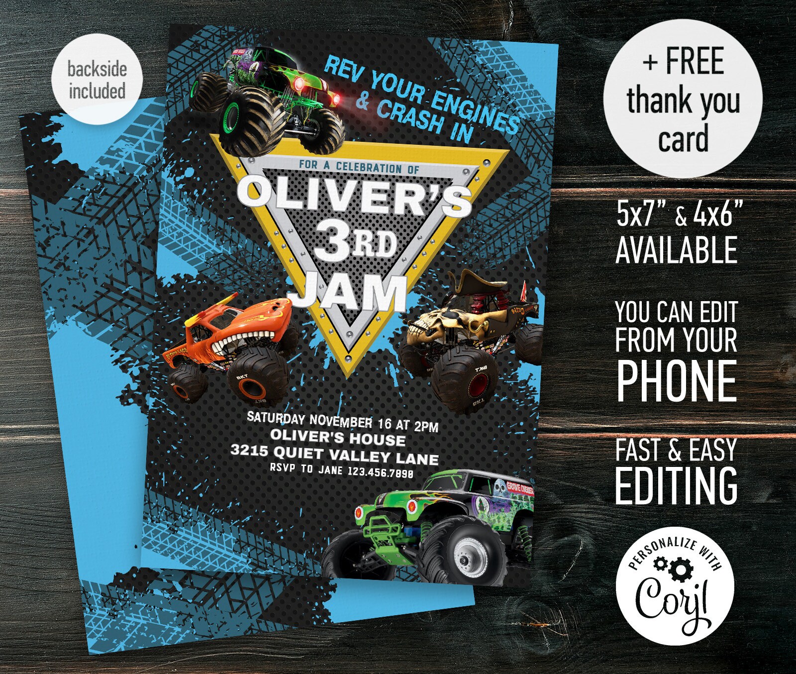 Monster Truck Birthday Invitation Printable Monster Trucks Etsy Australia Monster Truck Birthday Invitation Printable Monster Trucks Etsy Australia