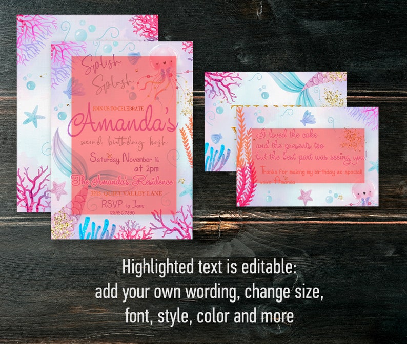 Printable Mermaid Invitation Editable Mermaid Invitation Etsy