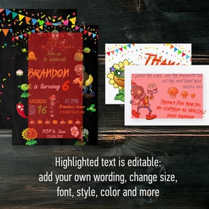 Printable Plants Vs Zombies Birthday Invitation, Plants Vs Zombies ...