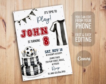 Soccer invitation, Champions League birthday invitation template, FIFA printable editable invite, Sports invite, Football Party