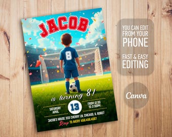 Soccer invitation, Champions League birthday invitation template, FIFA printable editable invite, Sports invite, Football Party