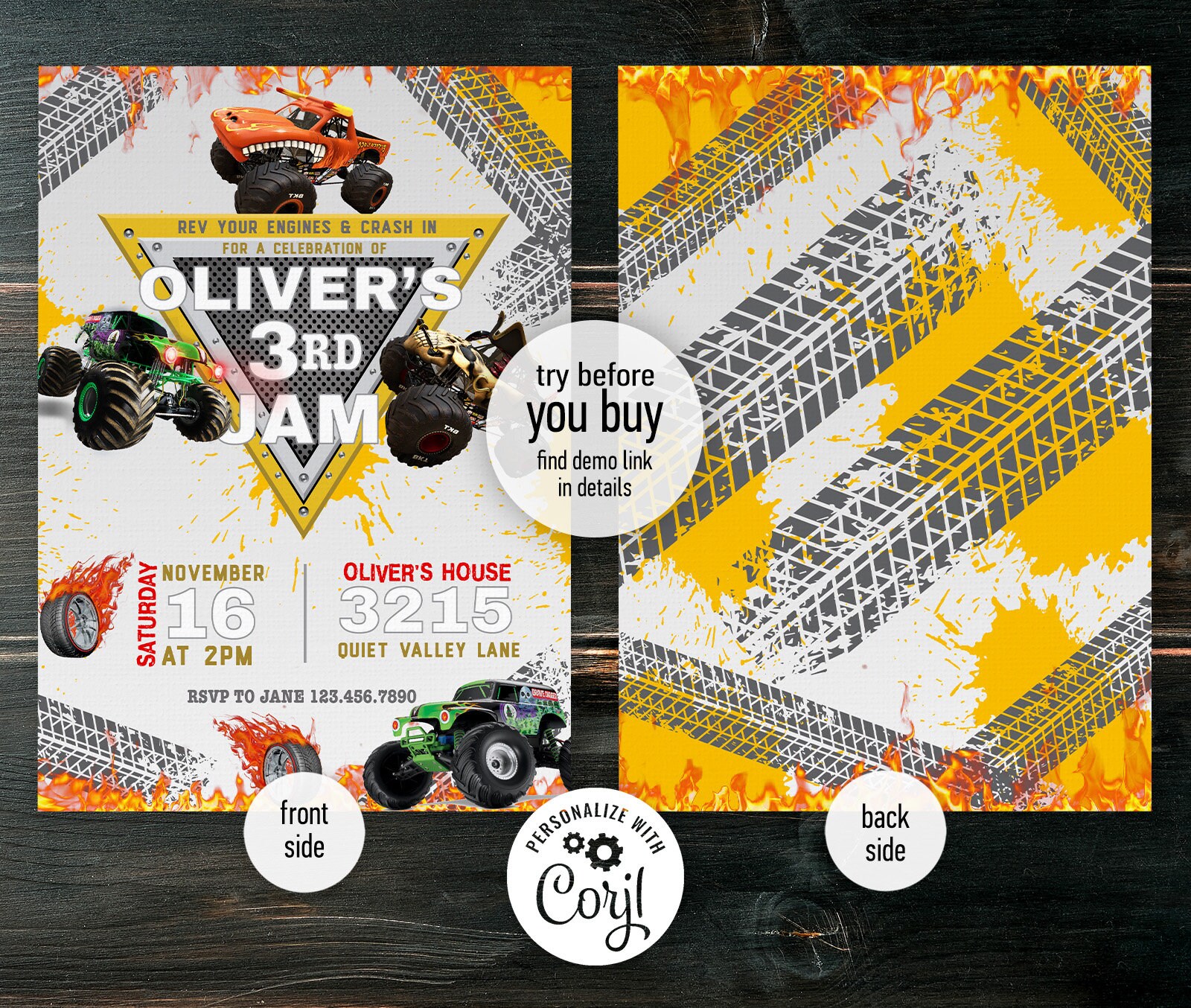 Monster Truck Birthday Invitation Printable Monster Trucks - Etsy