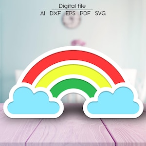 Regenbogen Regenbogen, SVG, DXF, Ai, 3D Laser geschnitten Datei, für Glowforge, xToolbar, cnc, Holz färben
