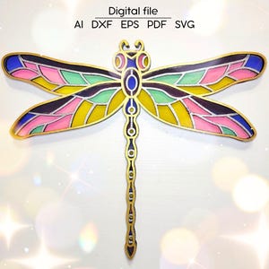 Layered dragonfly SVG, DXF, AI, digital download, 3D room decoration, Laser cut file, for Glowforge, xTool, Cricut, cnc, coloring