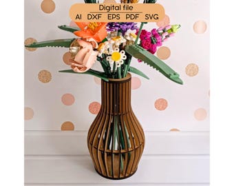 Vase laser cutting file, digital download, SVG, DXF, AI, 3D room decor, Laser cut file for Glowforge, xTool, cnc, gift for mother