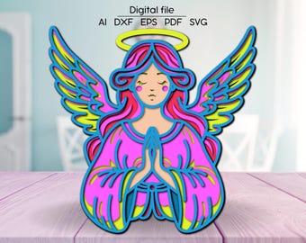 Angel Layered SVG, Laser cut file, for Glowforge, Cricut, xTool, cnc, digital download, Cutting file
