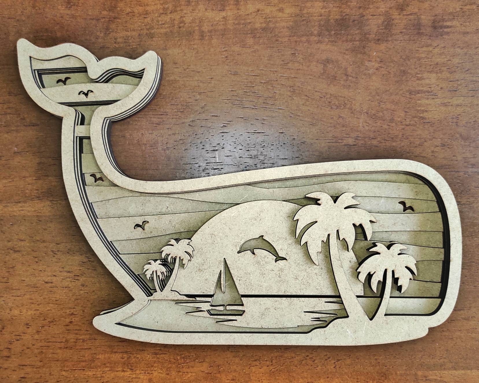 Layered Whale SVG, 3D Whale DXF, Cut File, for Glowforge, Cricut ...