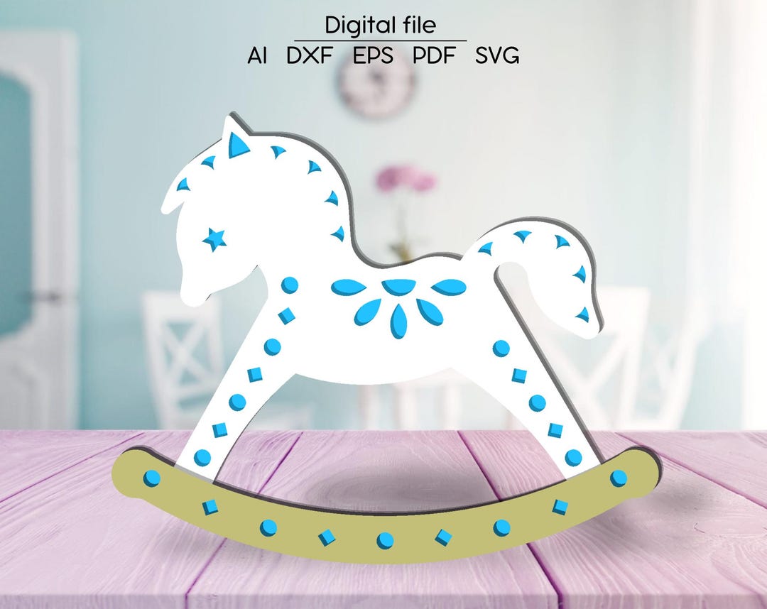 Layered Rocking Horse SVG, Plywood Toy DXF, Baby Room Decor AI, Room ...