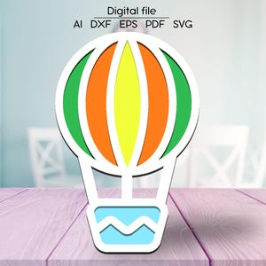 Meerlaagse ballon digitale download, SVG, DXF, AI, 3D kinderkamerdecor Lasergesneden bestand, voor Glowforge, xTool, cnc, houtkleuring