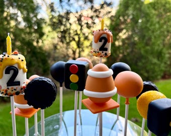 Cake Pops con temática de construcción