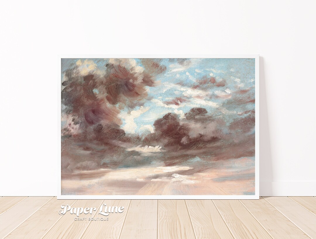 Vintage Cloud Study Art Print, Stormy Sky Painting (digital Download ...