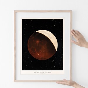 DIGITAL DOWNLOAD Printable Vintage wall art, Moon Eclipse Halloween printable wall décor, gift idea, witch clip art, planets home decor
