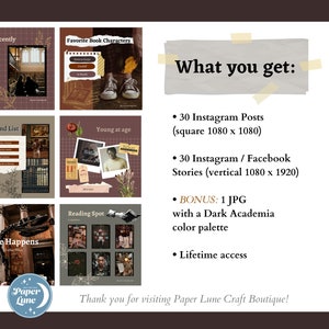 DARK ACADEMIA Plantillas de publicaciones de Instagram editables en Canva Estética vintage Publicación en redes sociales Creador de contenido Marca para pequeñas empresas imagen 8