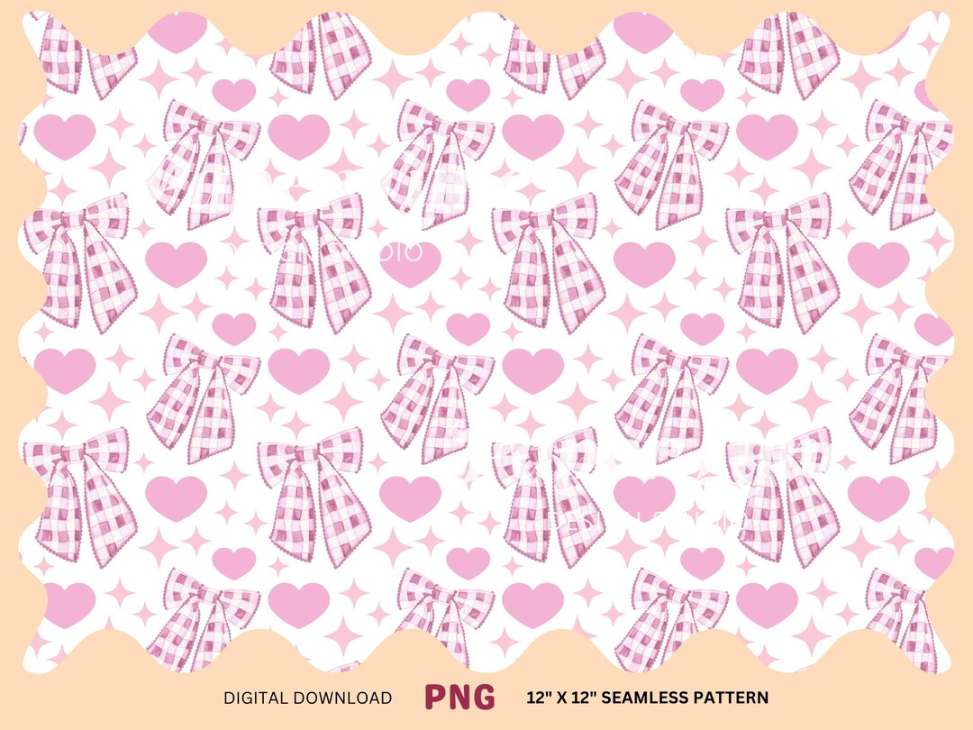 Pink Bows Pattern Pink Bows Seamless Pattern Set 12X12 PNG Digital Download, Original ...