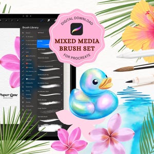 Mixed Media Procreate Brushes Set of 12 - Painting Kit for Procreate - iPad Brushes - Realistic Watercolor, Brush Marker - Digital Download