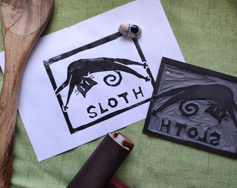 The Cat of Sloth - Lino Print