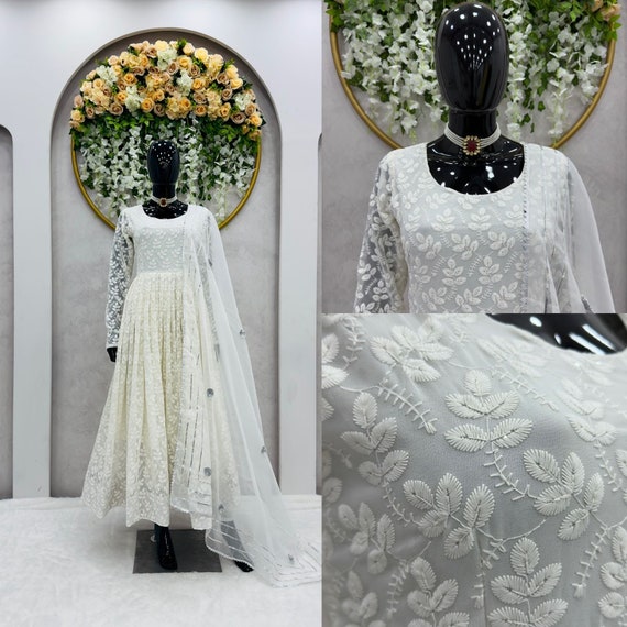 White fancy top pakistani dresses
