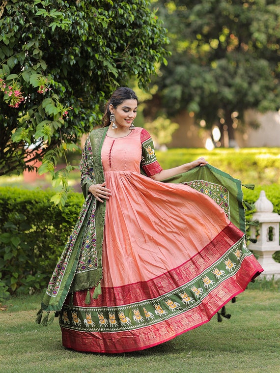 Matsya Kalamkari Dress - Elegant Banarasi Pattu Outfit