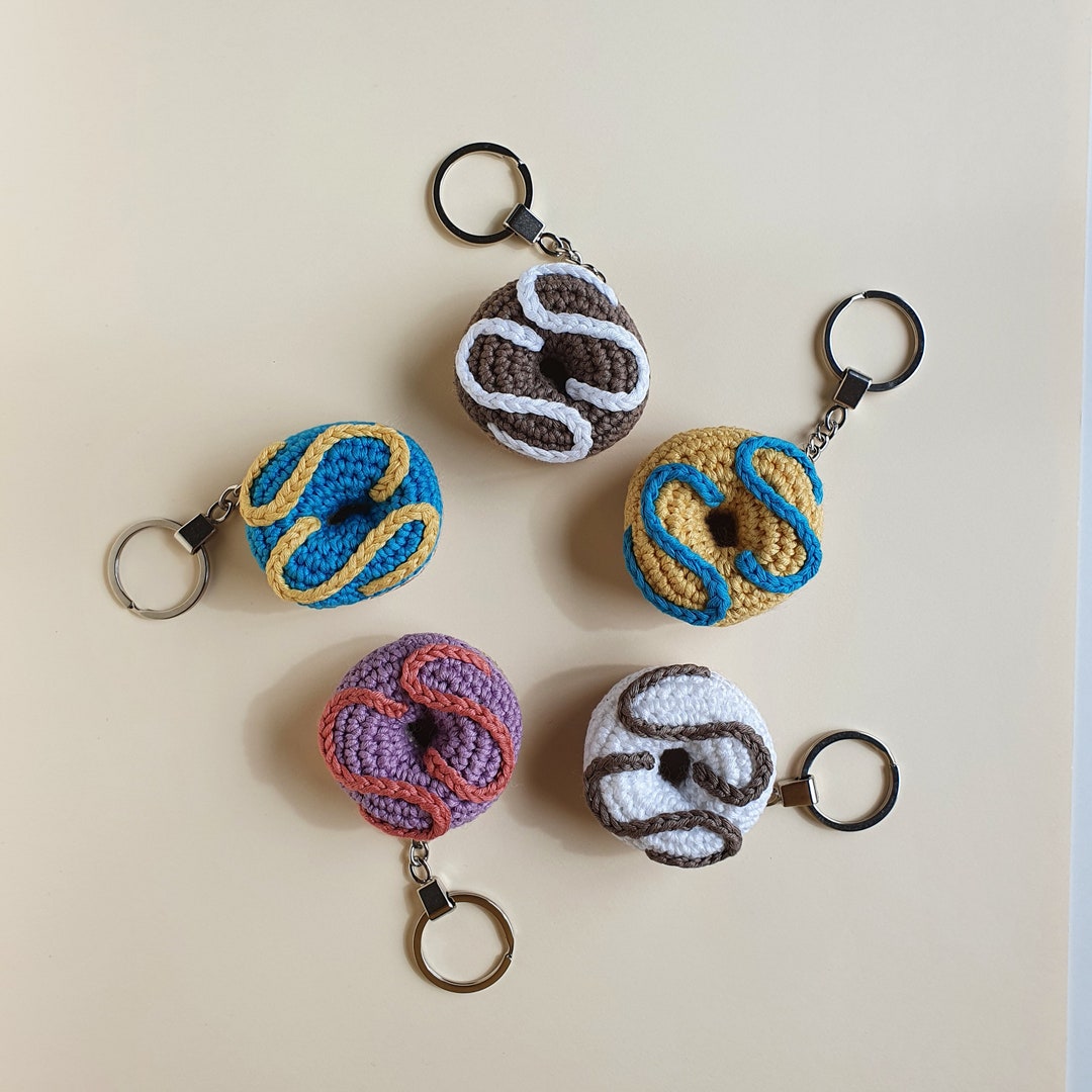 Crochet Donut Keychain Crochet Keychain Frog Keychain Food Etsy
