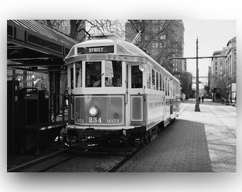 Black & White Trolley - Memphis Tennessee Photo Print - Memphis Wall Art Cityscape