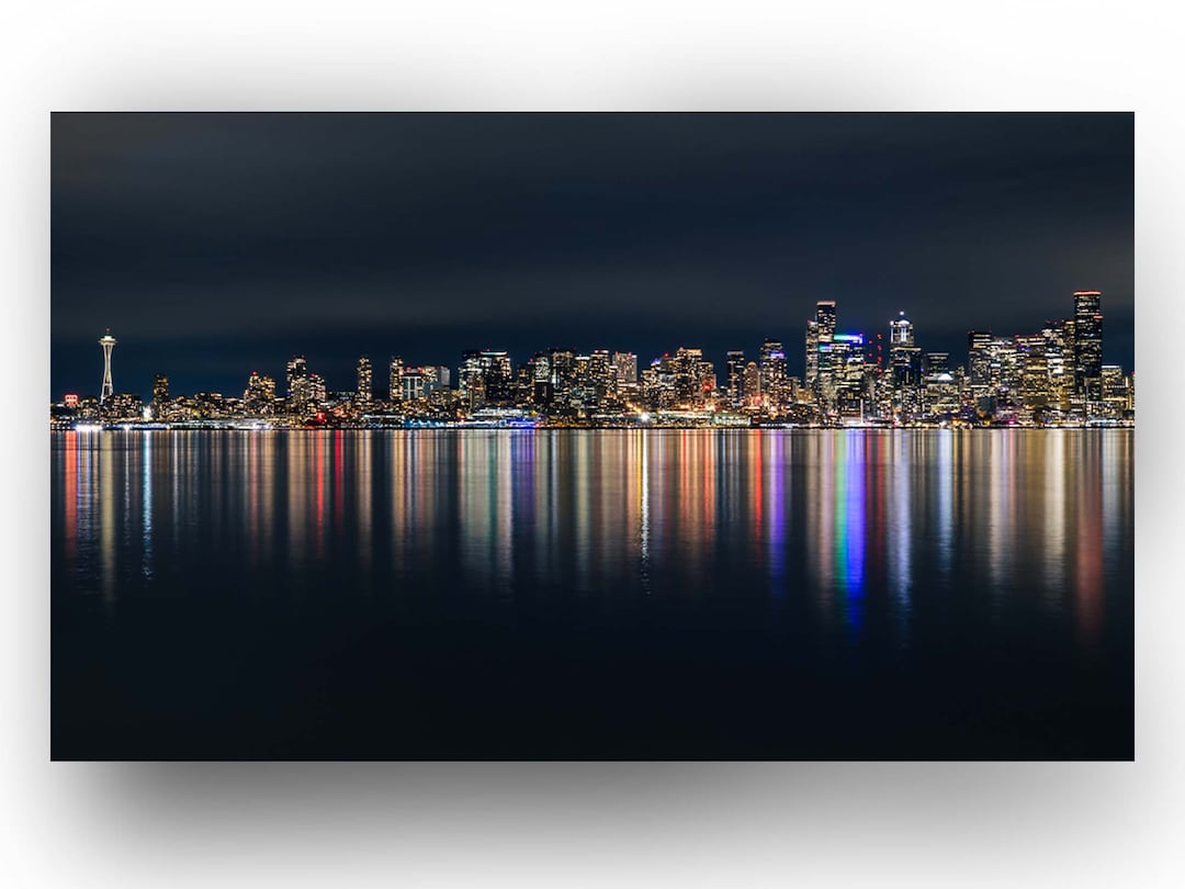 Downtown Seattle Skyline at Night Seattle Washington Photo Print ...