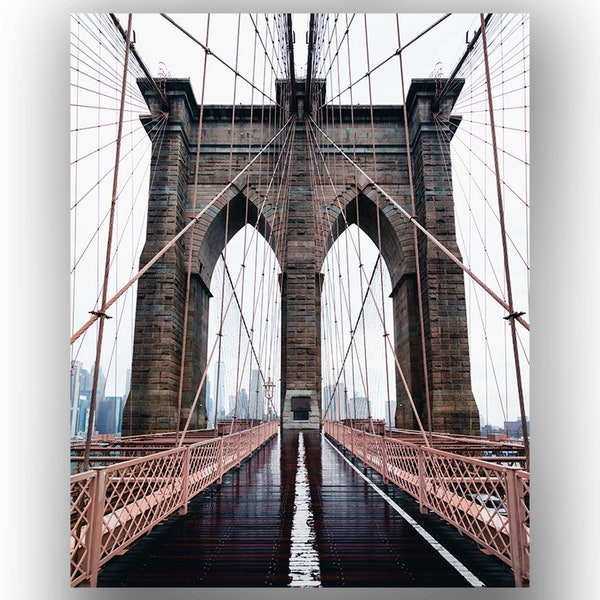 NYC Brooklyn Bridge Photo Print - "Empty" - New York City Wall Art Cityscape