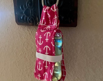 Pink Anchor Hand Sanitizer-Holding Keychain