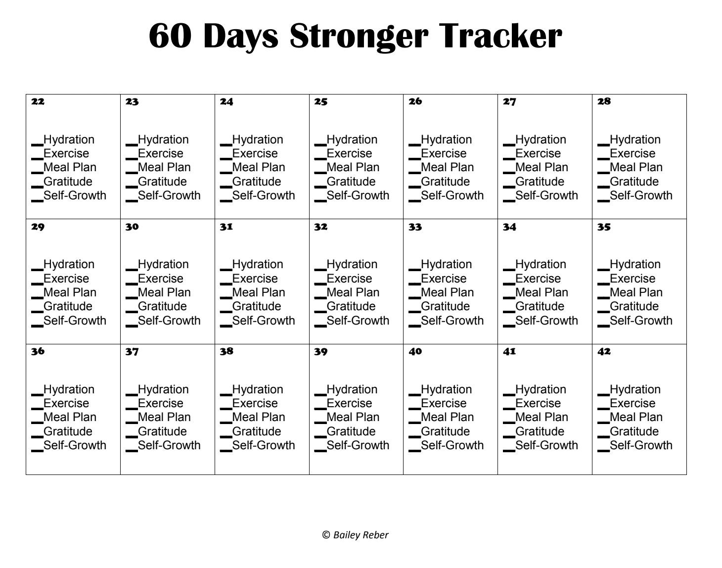 60 days stronger printable challenge calendar tracker etsy