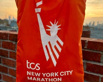 Bolso tote con diseño de poncho personalizado del maratón de Nueva York / Bolso de recuerdo para corredores hecho con materiales reciclados